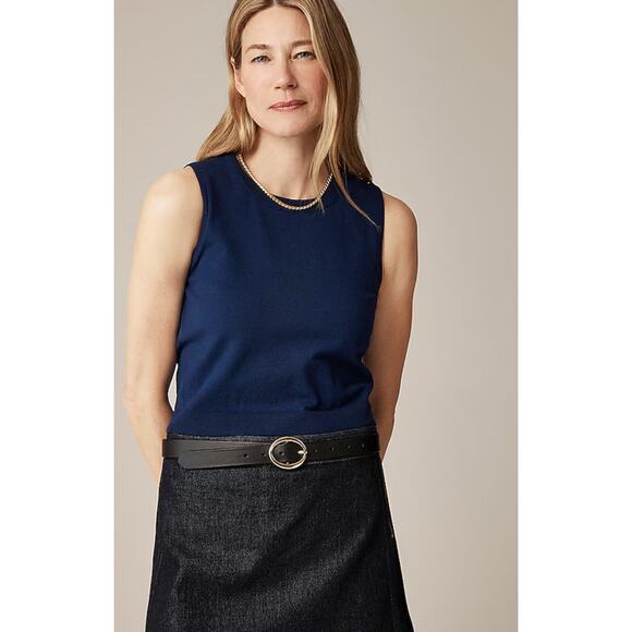 J Crew Sweater Shell M NWT Navy Blue Ultrafine Cotton Blouse Top CJ756 J.Crew - Picture 1 of 5
